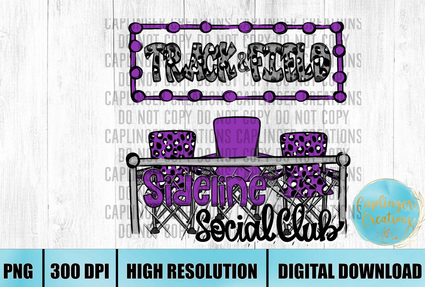 Purple Track & Field Sidelines Social Club - Digital download 300DPI PNG FILE