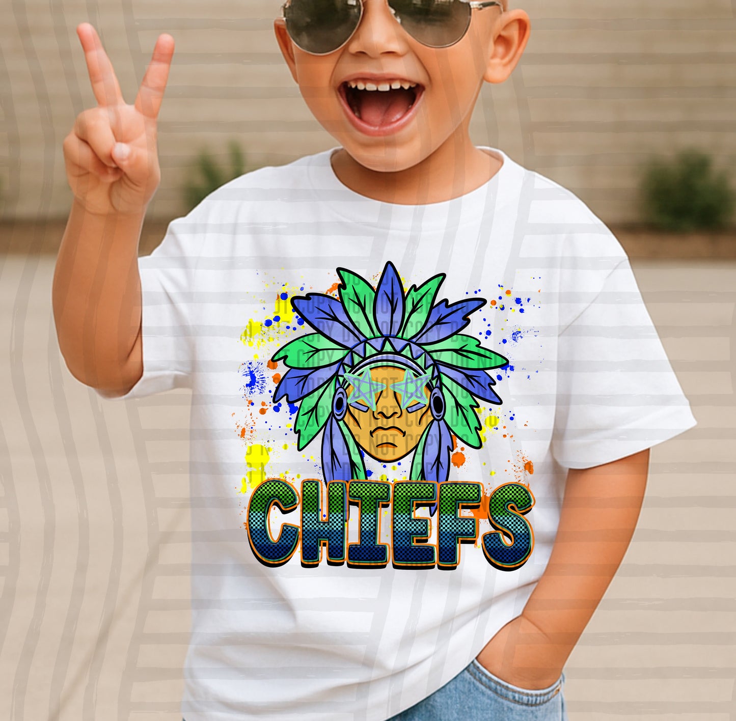 Paint Splatter STARRY EYED mascots blue/green/orange -  Digital Download 300DPI PNG FILE