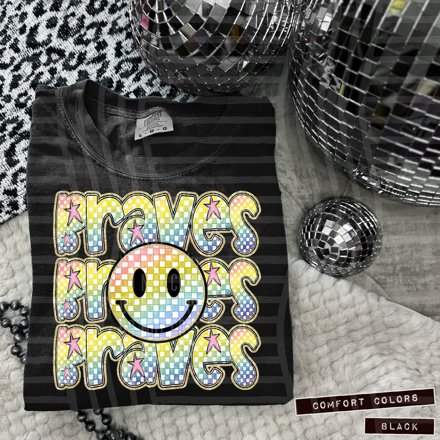 Rainbow Checker Happy Triple Stacked - Digital Download 300DPI PNG FILE