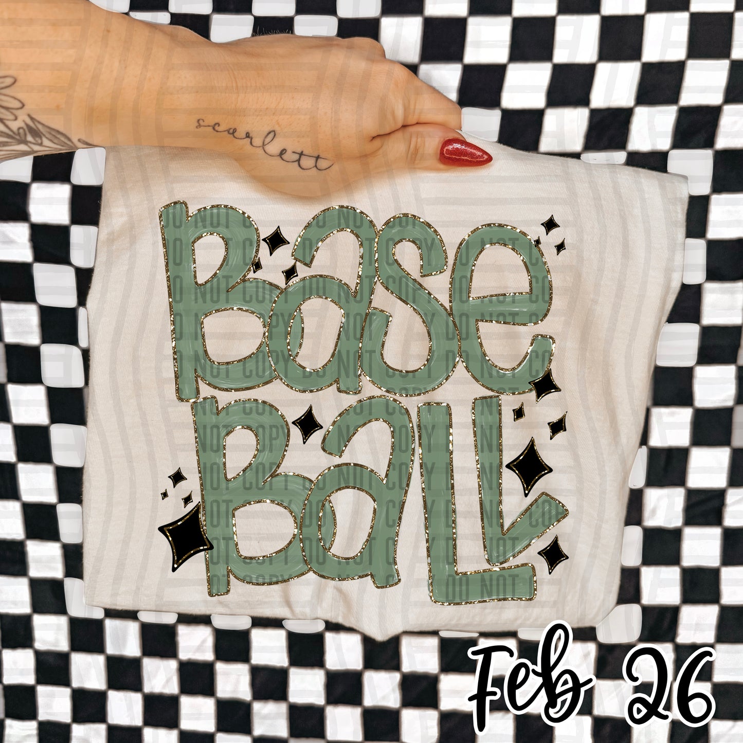 Baseball Hand Lettered -  Color Dropdown Digital Download 300DPI PNG FILE