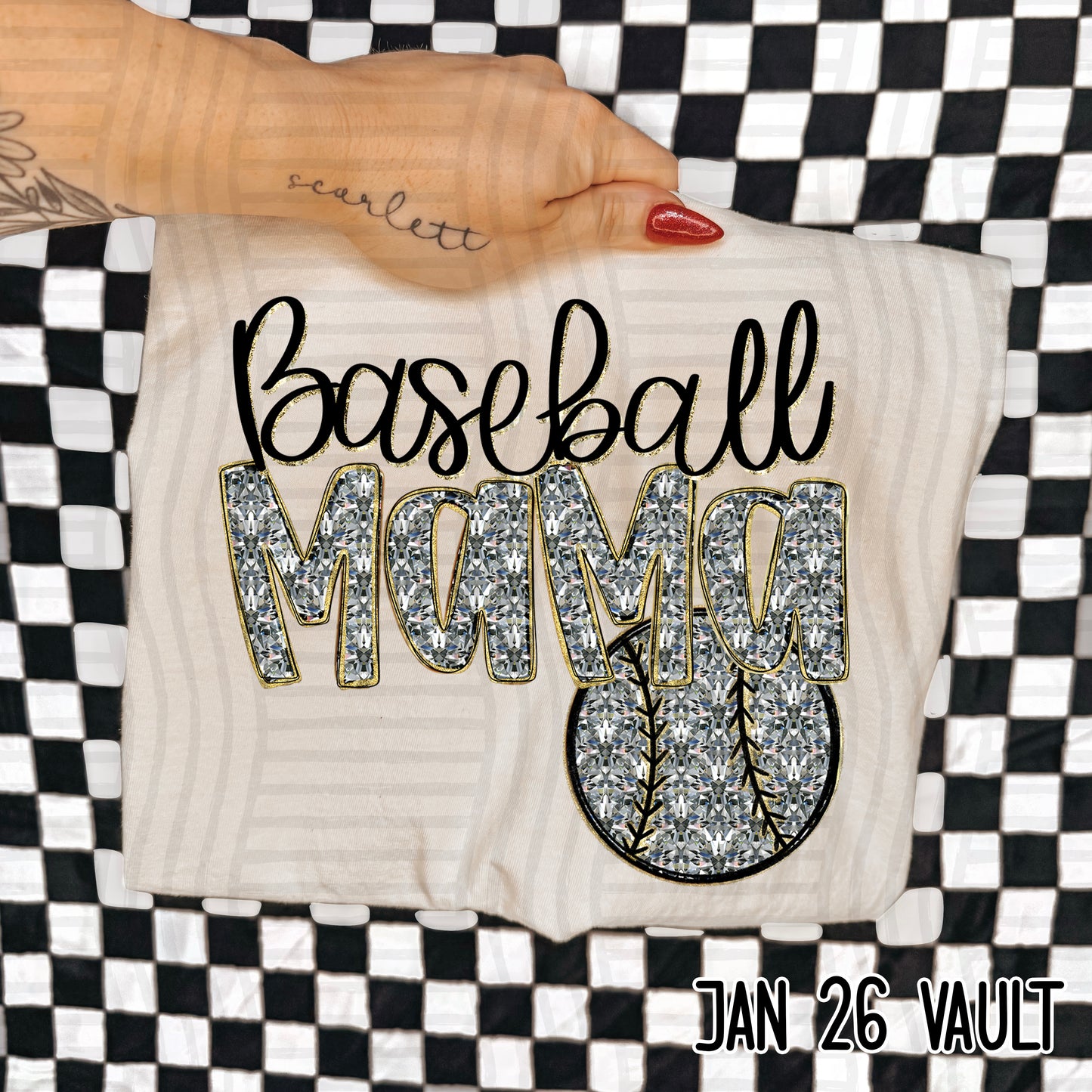 Baseball Mama Bling - Faux Diamonds - Color Dropdown Digital Download 300DPI PNG FILE
