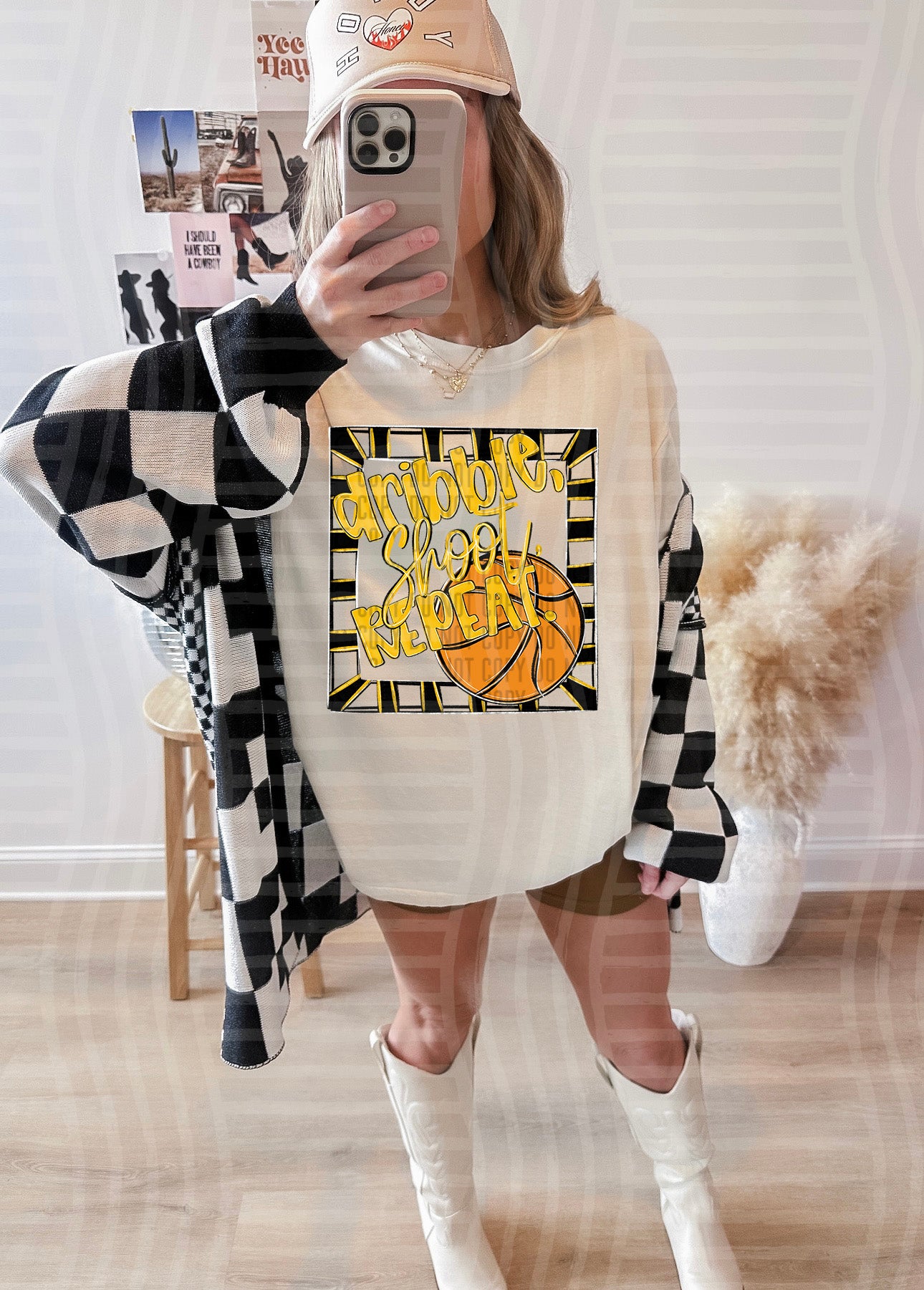 Dribble, Shoot, Repeat. - Color Dropdown Digital Download 300DPI PNG FILE