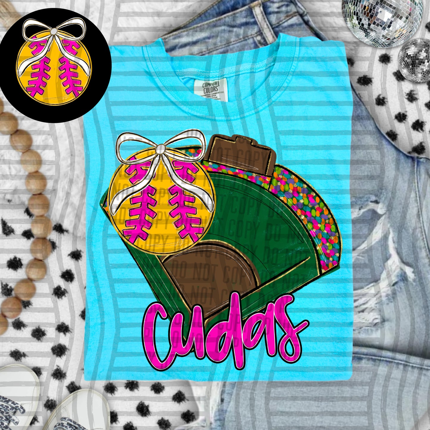 Preppy Softball Field - optional pocket + Custom + Dropdown - 300 dpi Digital Download