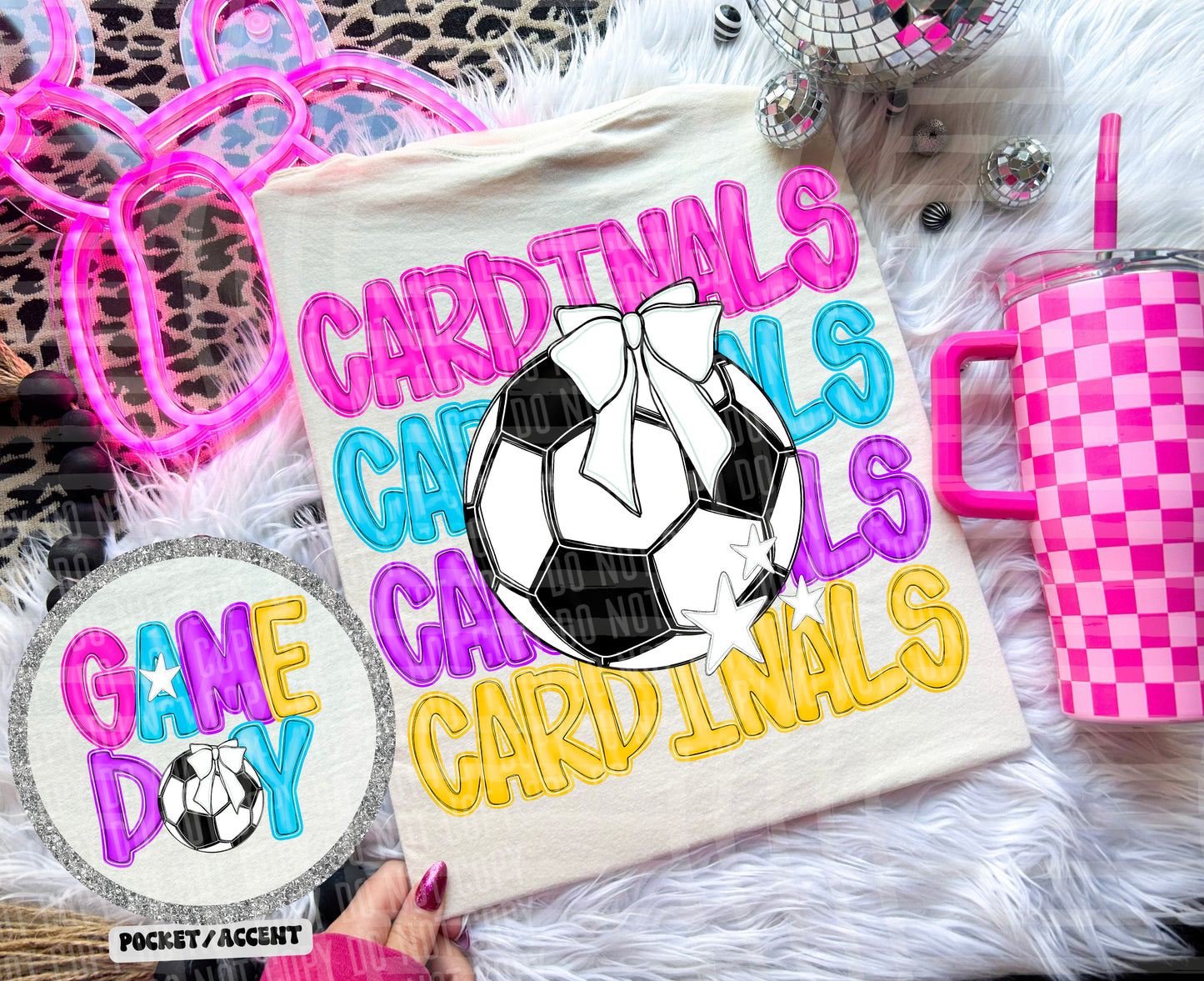 Bright Preppy Stacked Soccer Dropdown Digital Download 300DPI PNG FILE