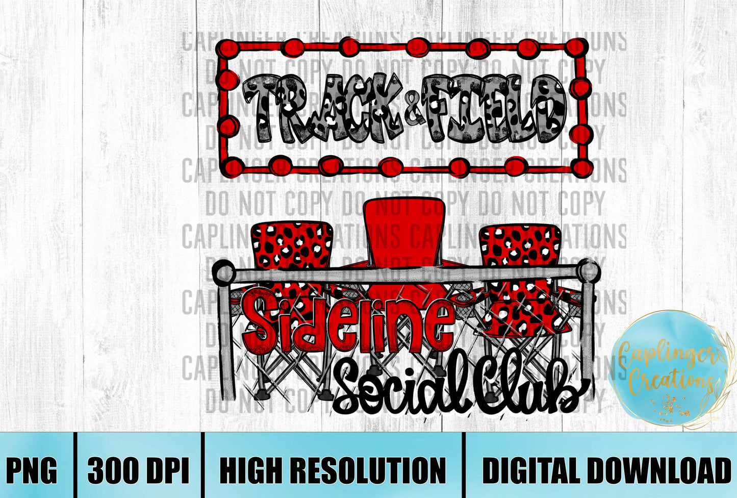 Red Track & Field Sidelines Social Club - Digital download 300DPI PNG FILE