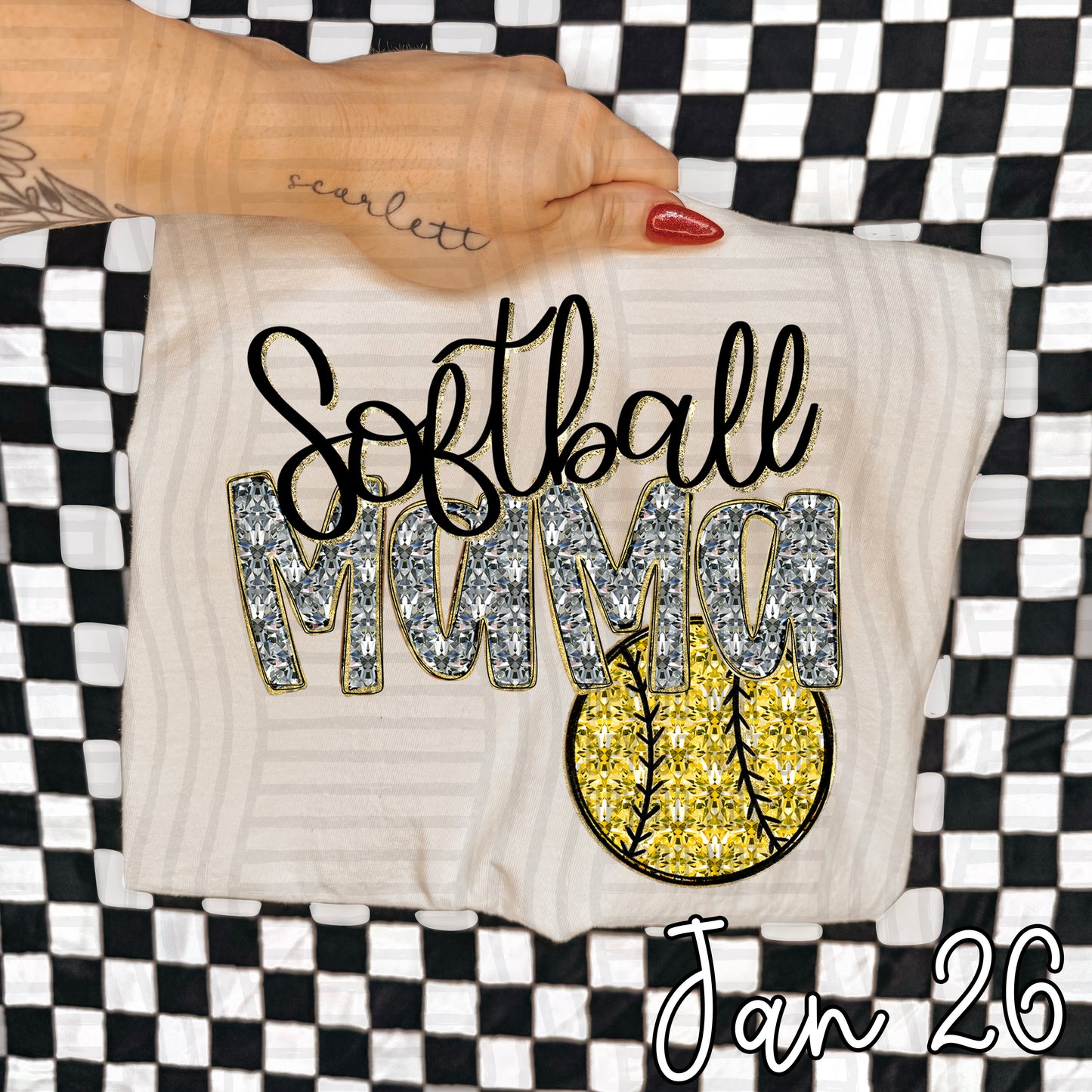 SOFTBALL Mama Bling - Faux Diamonds - Color Dropdown Digital Download 300DPI PNG FILE