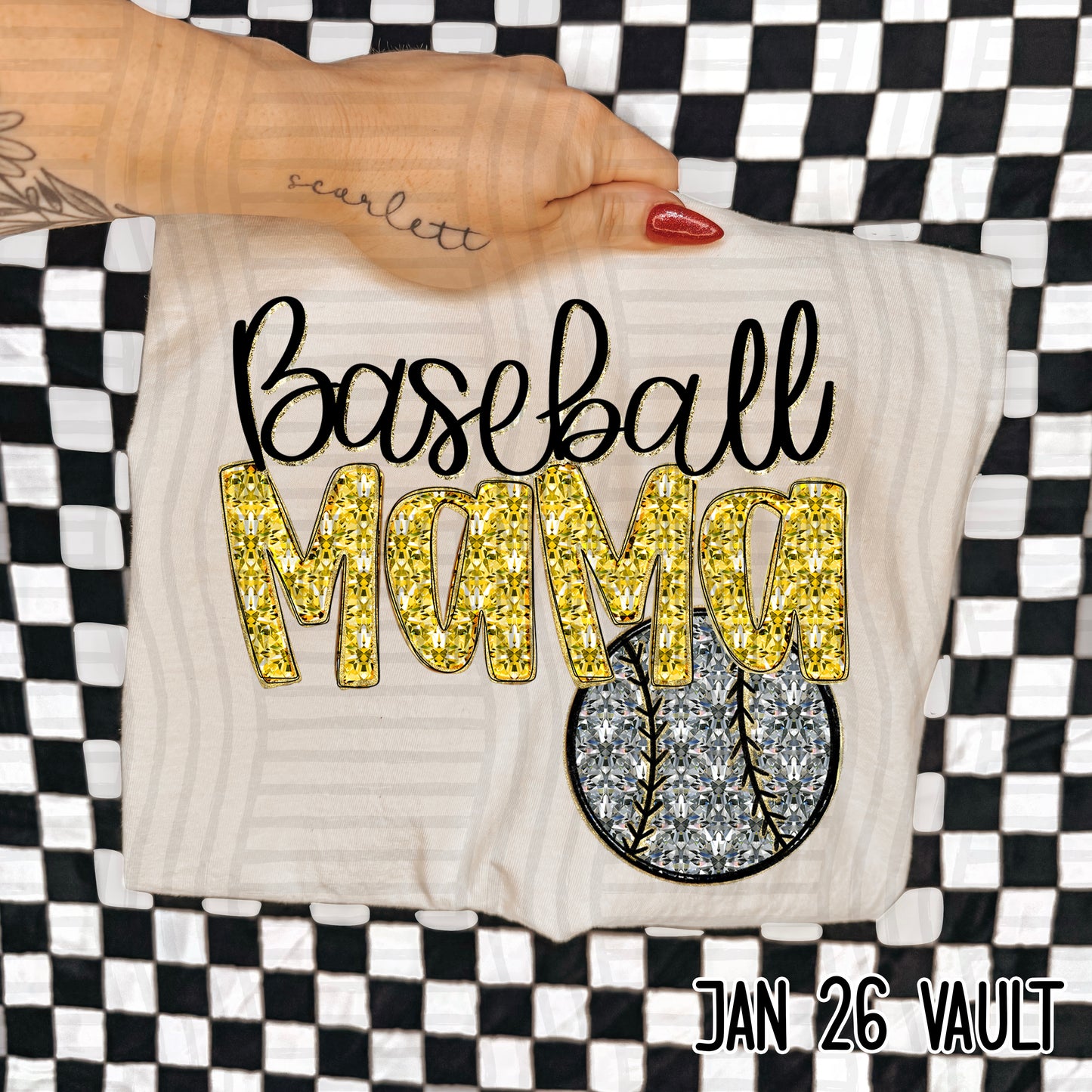 Baseball Mama Bling - Faux Diamonds - Color Dropdown Digital Download 300DPI PNG FILE