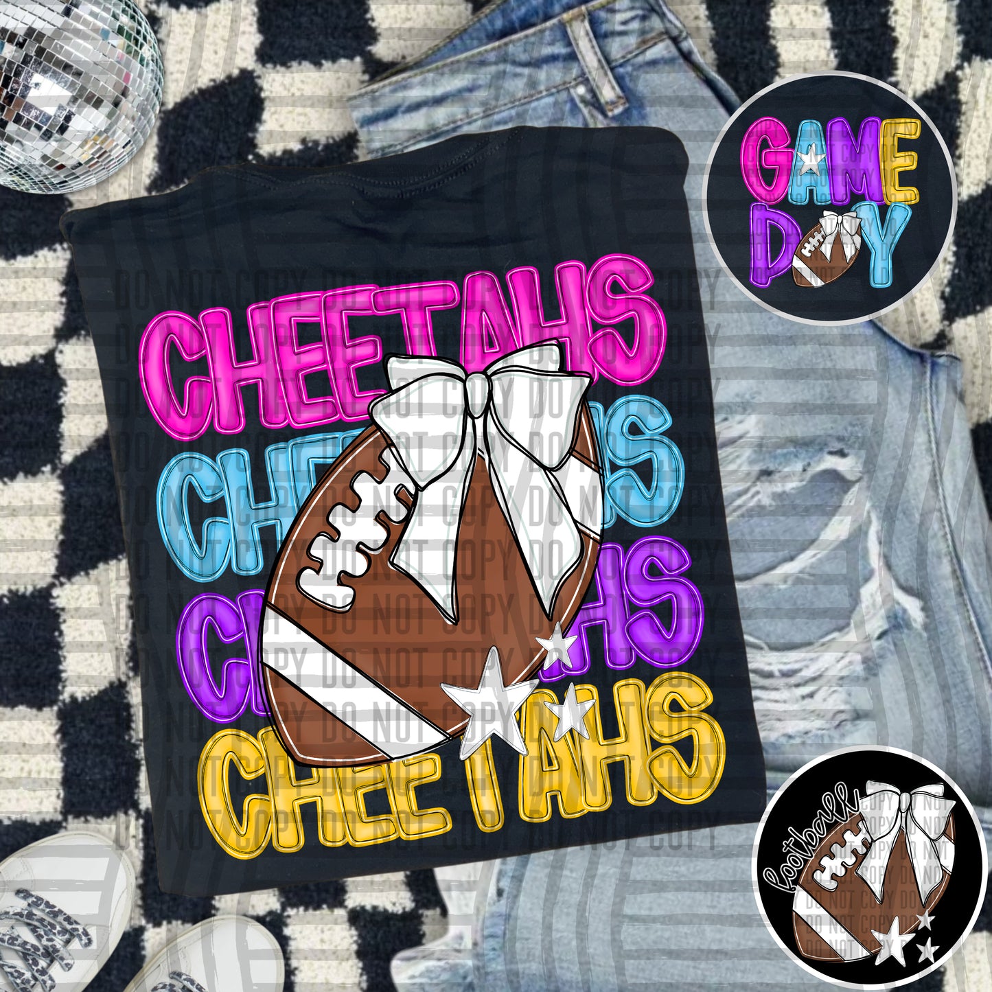 Bright Preppy Stacked Football with optional pocket/sleeve - DIGITAL DOWNLOAD 300 dpi