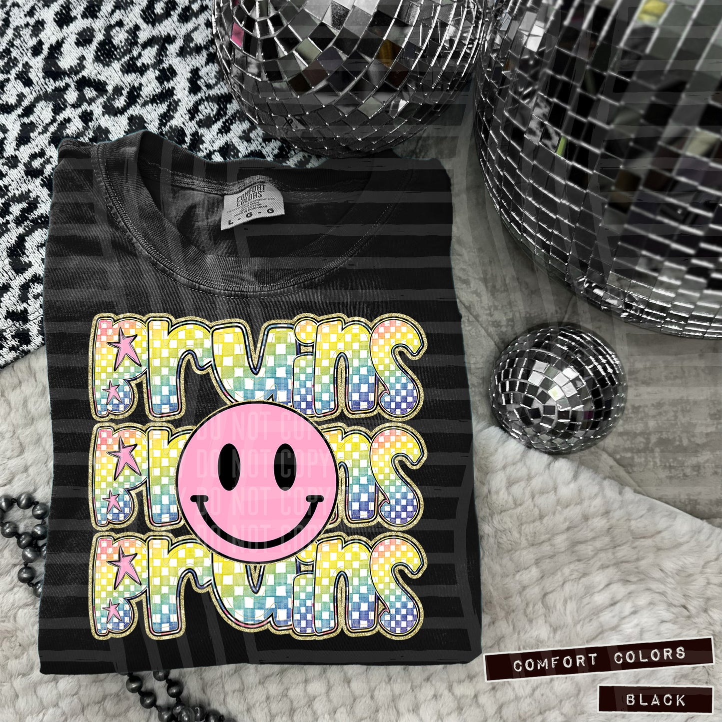 Rainbow Checker Pink Happy Triple Stacked - Digital Download 300DPI PNG FILE