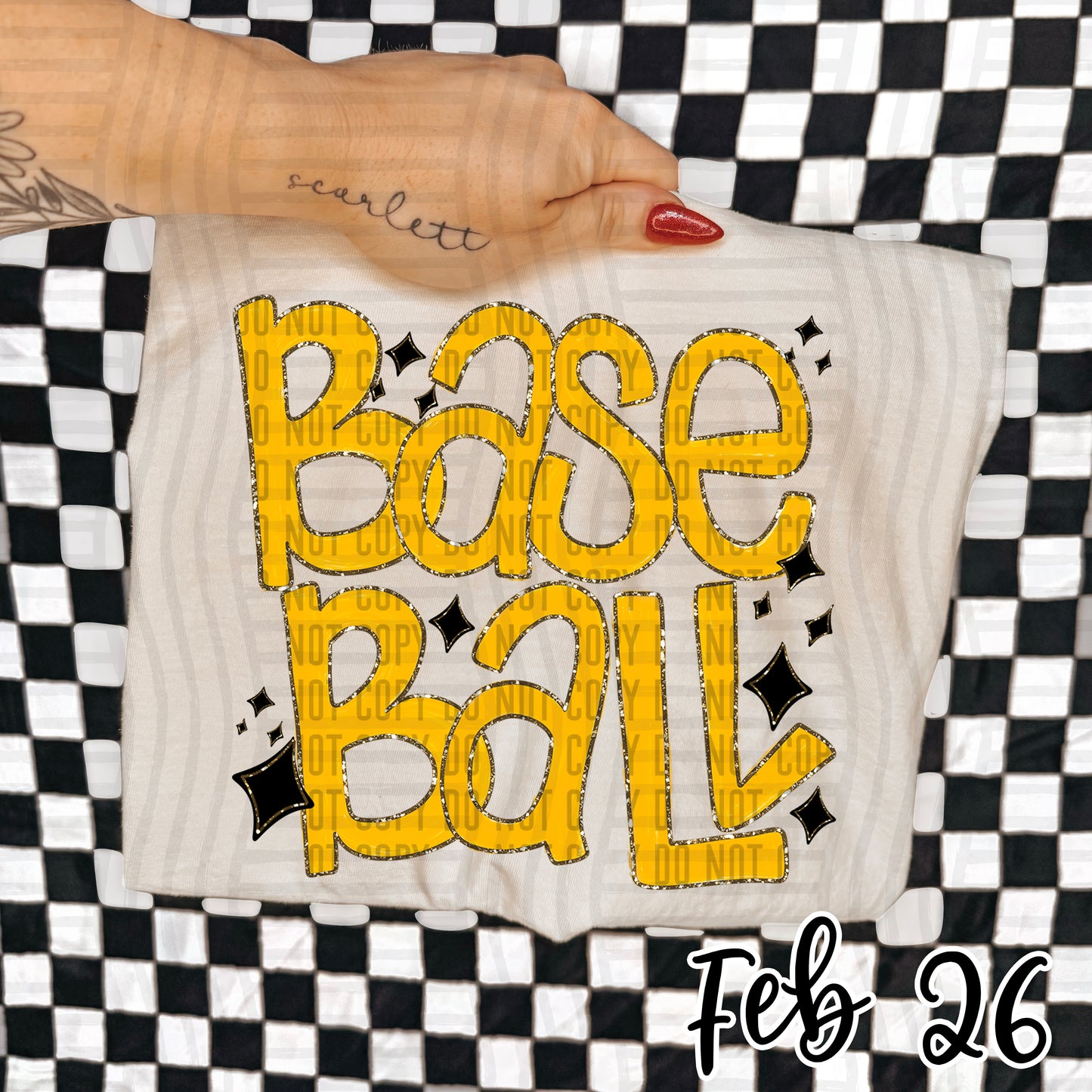 Baseball Hand Lettered -  Color Dropdown Digital Download 300DPI PNG FILE