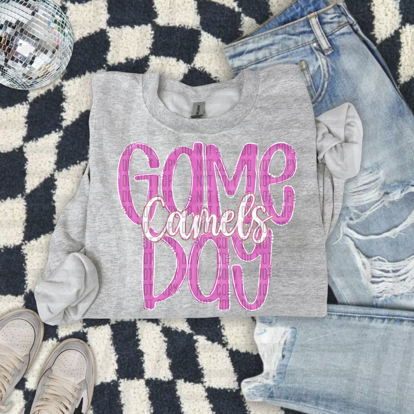 Pink - GAME DAY Doodles - 300 dpi Digital Download