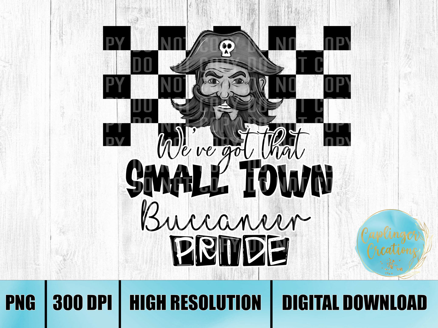 Small town Buccaneers pride Mascot Checkered - Digital download 300DPI PNG FILE