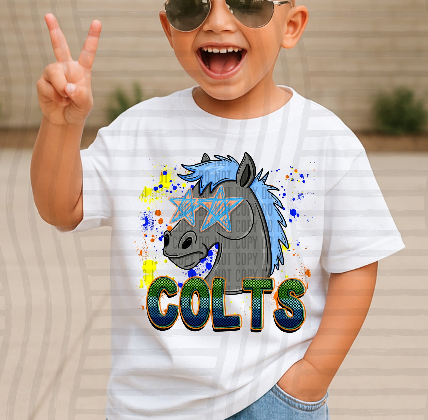 Paint Splatter STARRY EYED mascots blue/green/orange -  Digital Download 300DPI PNG FILE