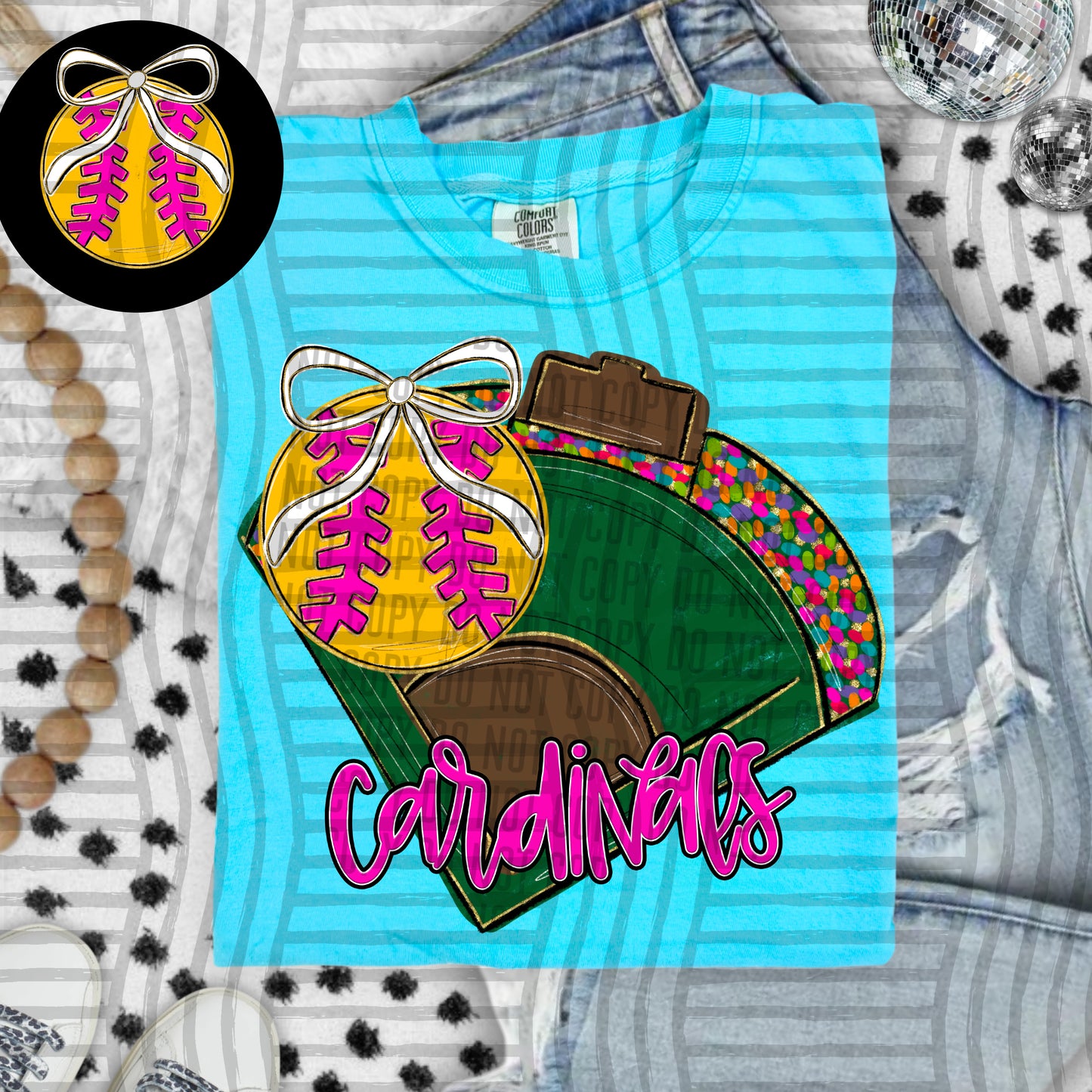 Preppy Softball Field - optional pocket + Custom + Dropdown - 300 dpi Digital Download