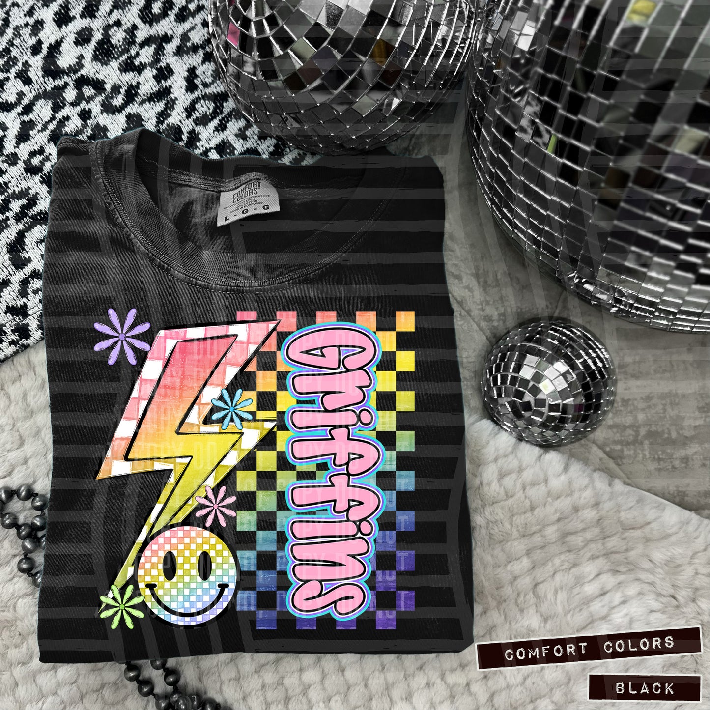 Sideways Rainbow Checker Bolt Happy Mascots Dropdown - Digital Download 300DPI PNG FILE