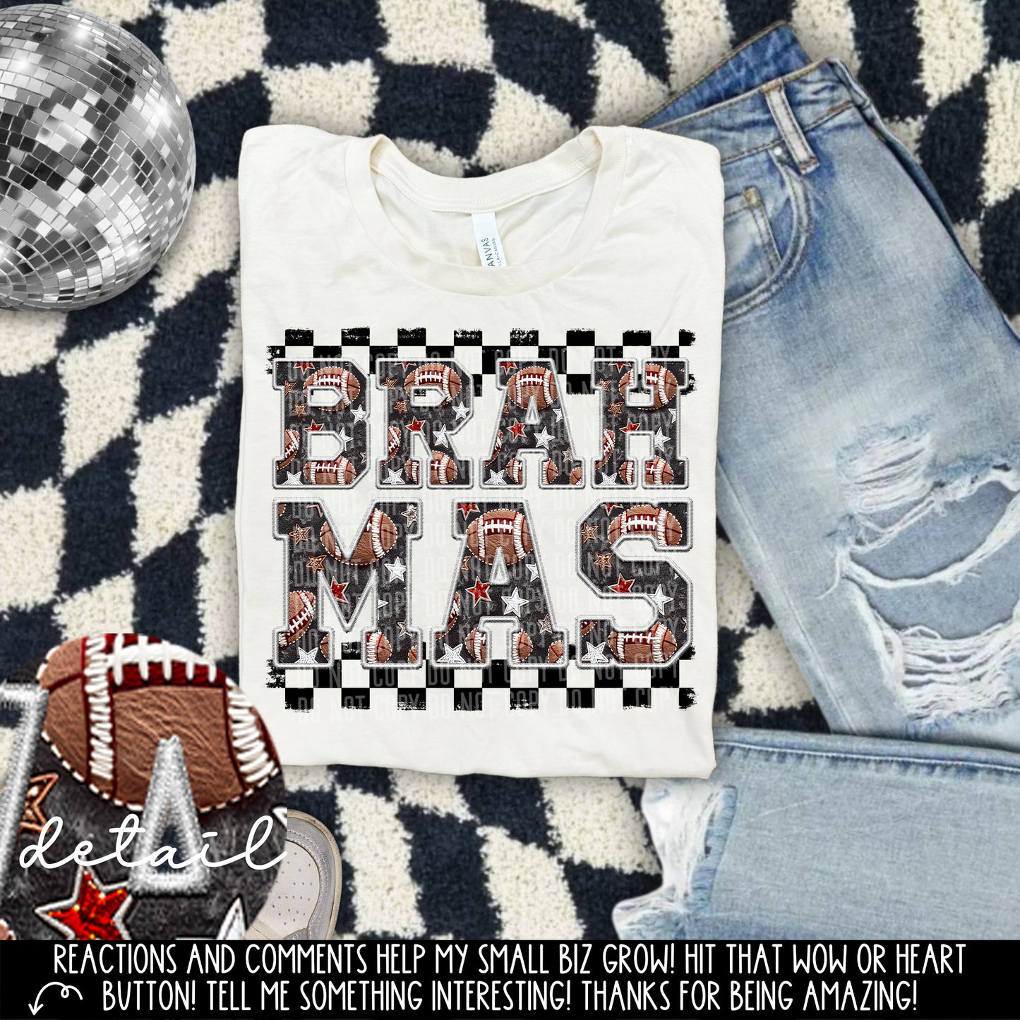 Football Faux Embroidery Checkered Mascots Dropdown With Custom Digital Download 300 DPI PNG