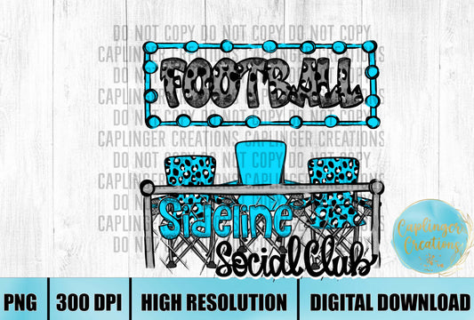 Light Blue Football Sidelines Social Club - Digital download 300DPI PNG FILE