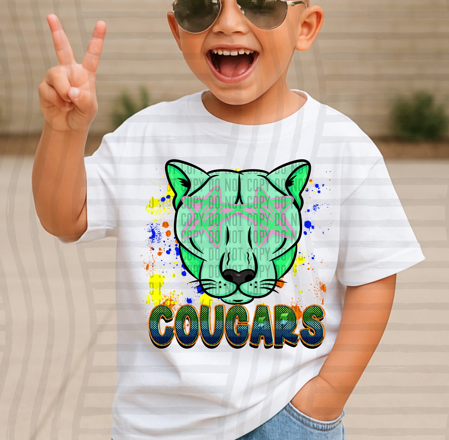 Paint Splatter STARRY EYED mascots blue/green/orange -  Digital Download 300DPI PNG FILE