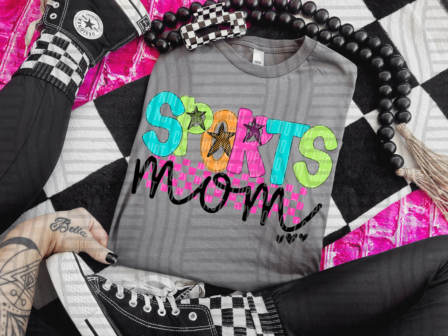 Checkmate Starburst Sports mom - DROPDOWN - 300 DPI digital download