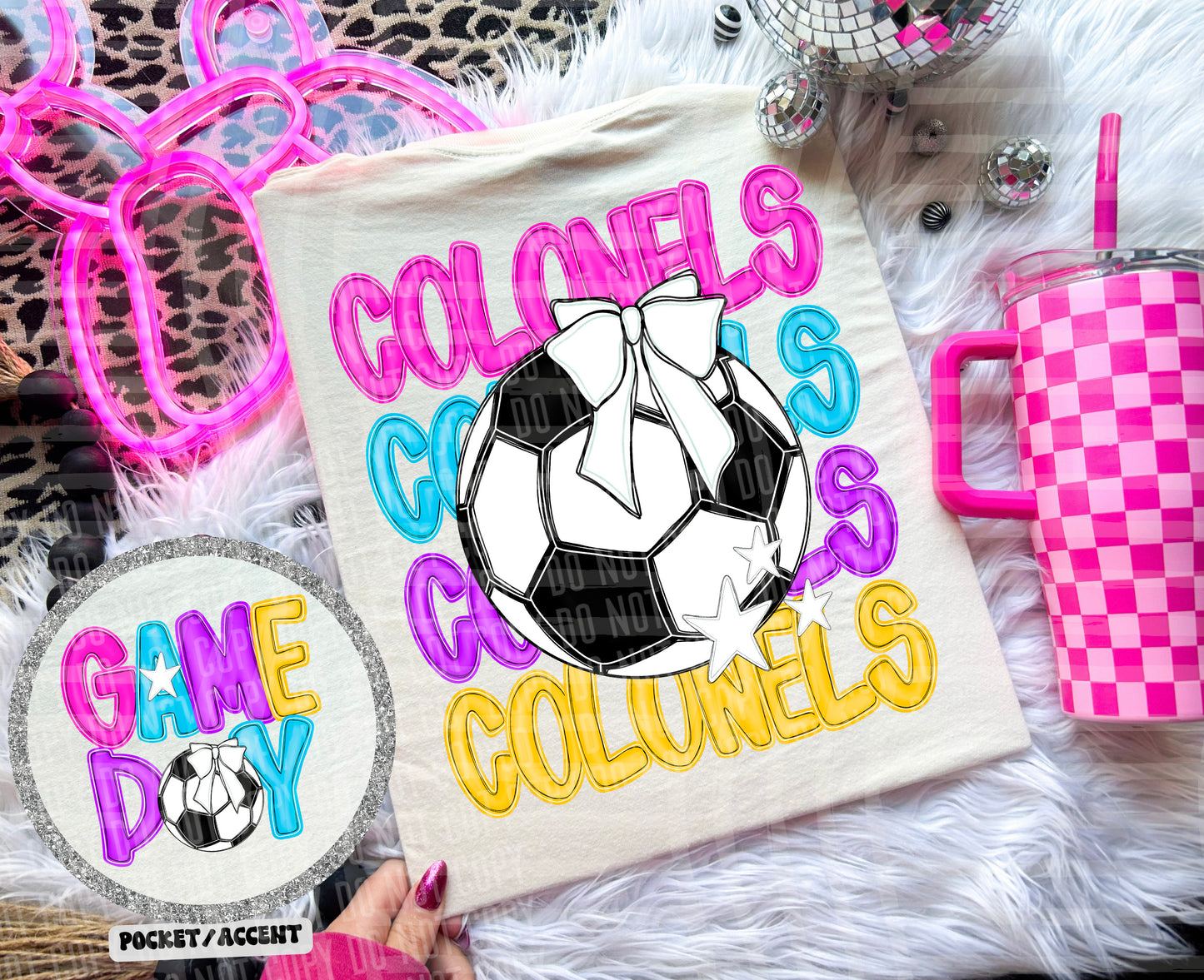 Bright Preppy Stacked Soccer Dropdown Digital Download 300DPI PNG FILE