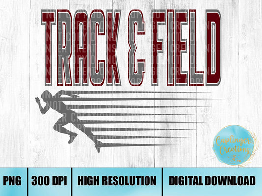 Maroon - running Track and Field - Digital download 300DPI PNG FILE