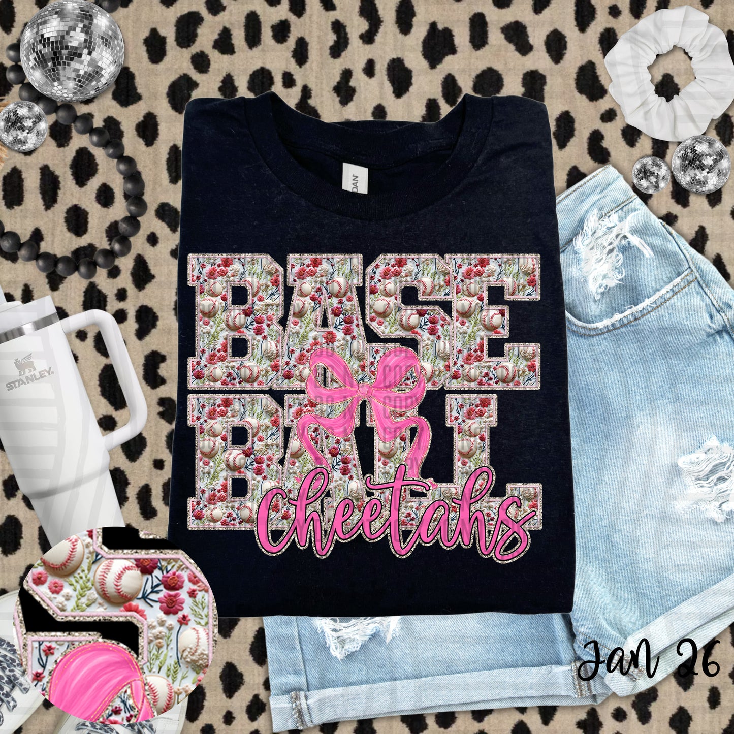 Floral Baseball  - Custom + DROPDOWN - 300 DPI digital download