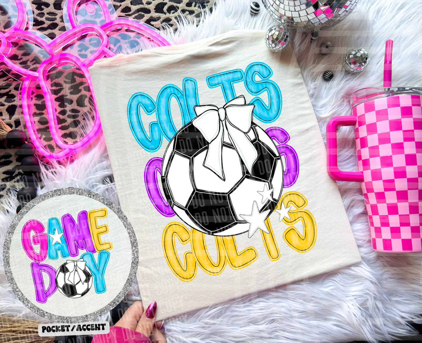 Bright Preppy Stacked Soccer Dropdown Digital Download 300DPI PNG FILE