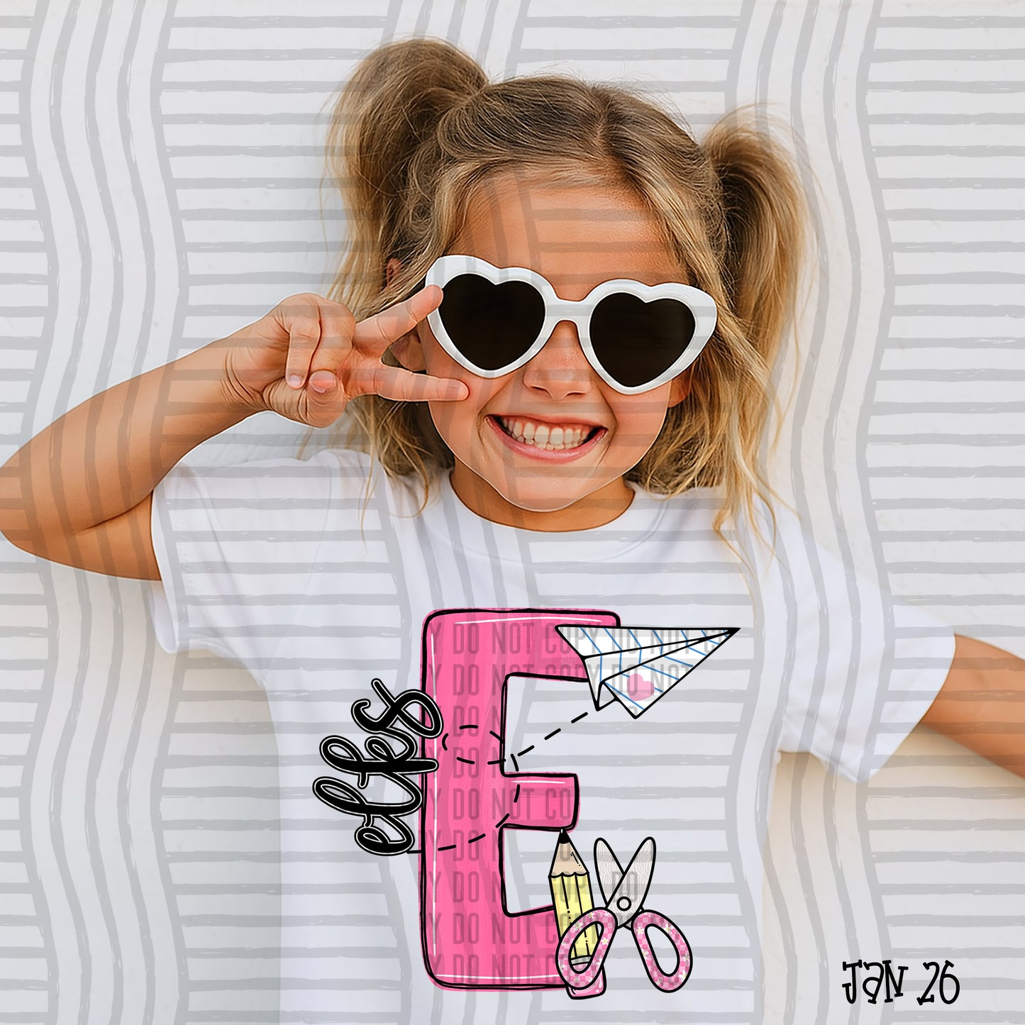 Pink Initials School -  Custom + DROPDOWN - 300 DPI digital download
