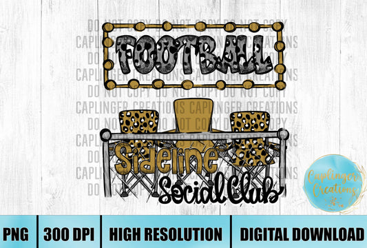 Gold Football Sidelines Social Club - Digital download 300DPI PNG FILE