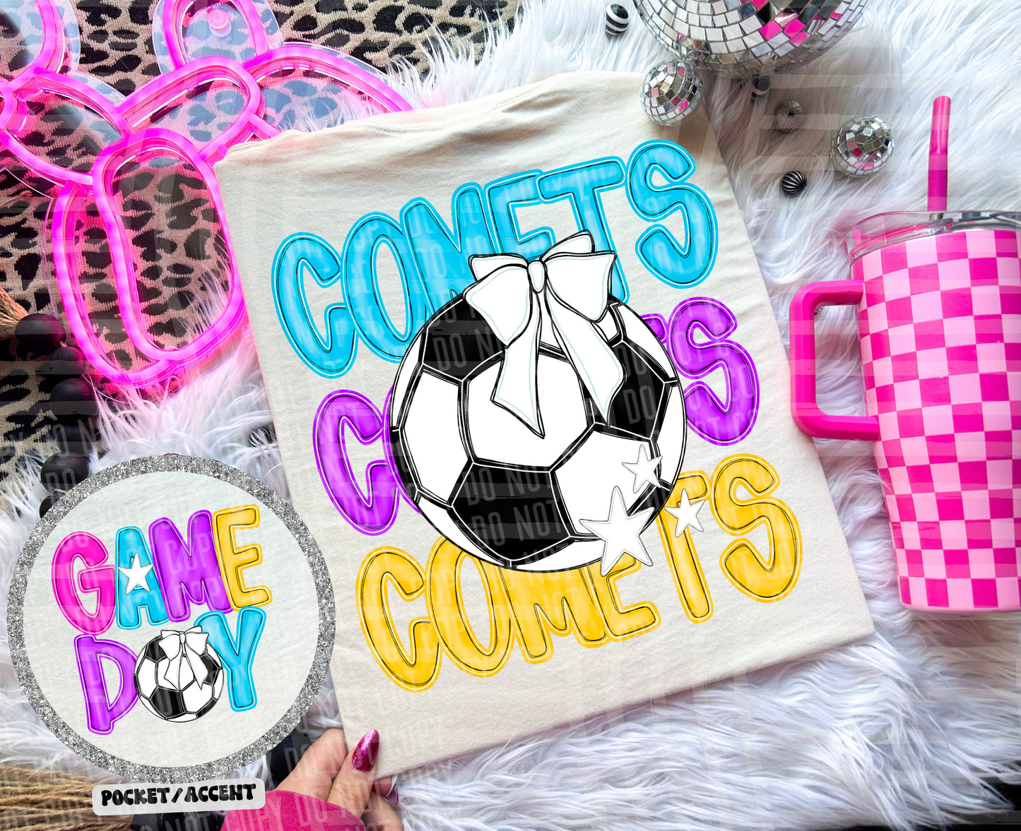 Bright Preppy Stacked Soccer Dropdown Digital Download 300DPI PNG FILE