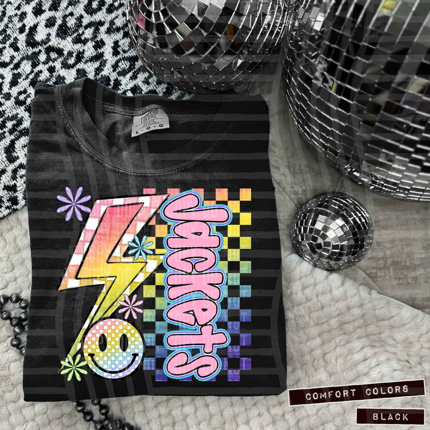 Sideways Rainbow Checker Bolt Happy Mascots Dropdown - Digital Download 300DPI PNG FILE