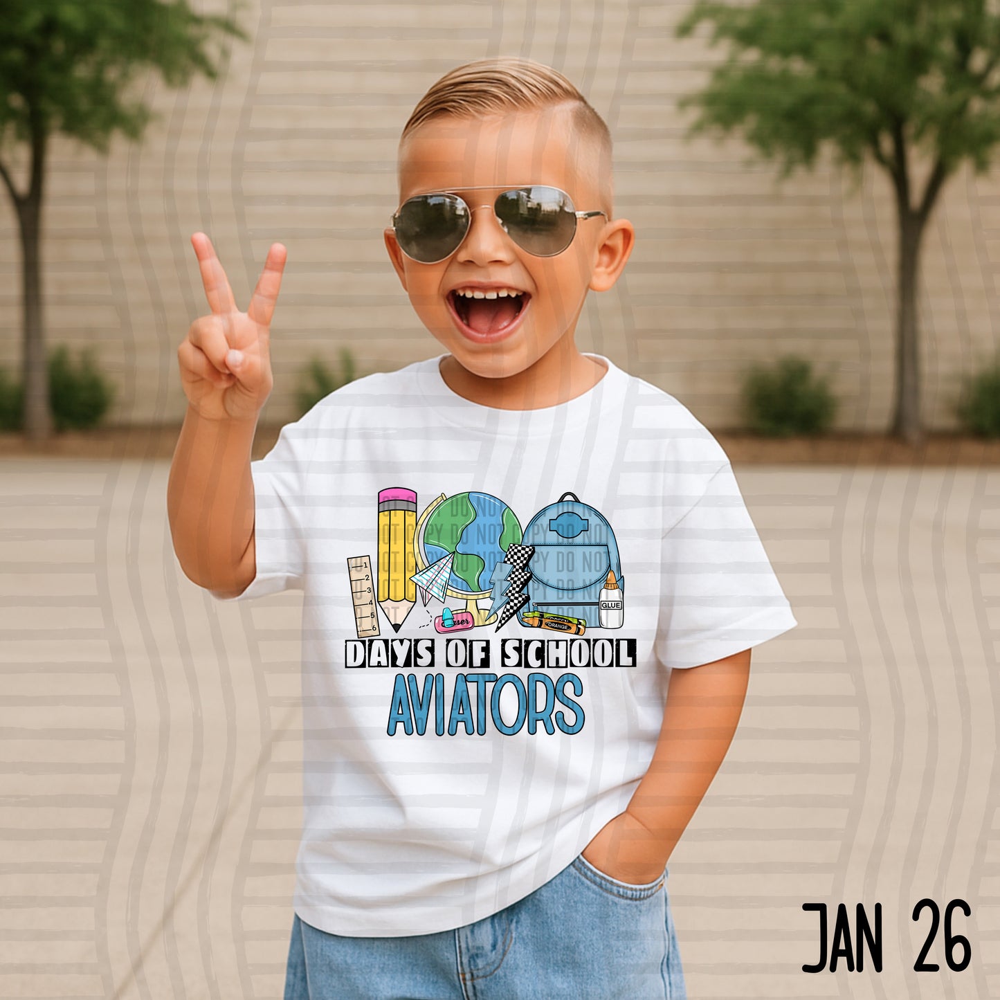 100 days of school (Boyish) - Custom + DROPDOWN - 300 DPI digital download