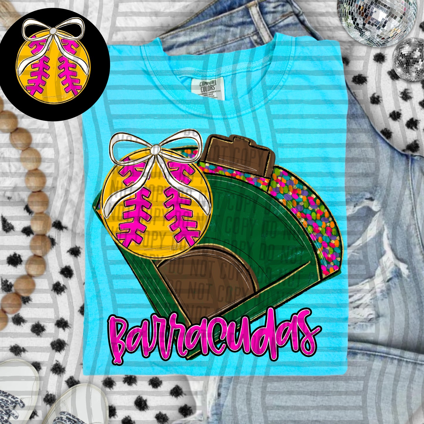 Preppy Softball Field - optional pocket + Custom + Dropdown - 300 dpi Digital Download