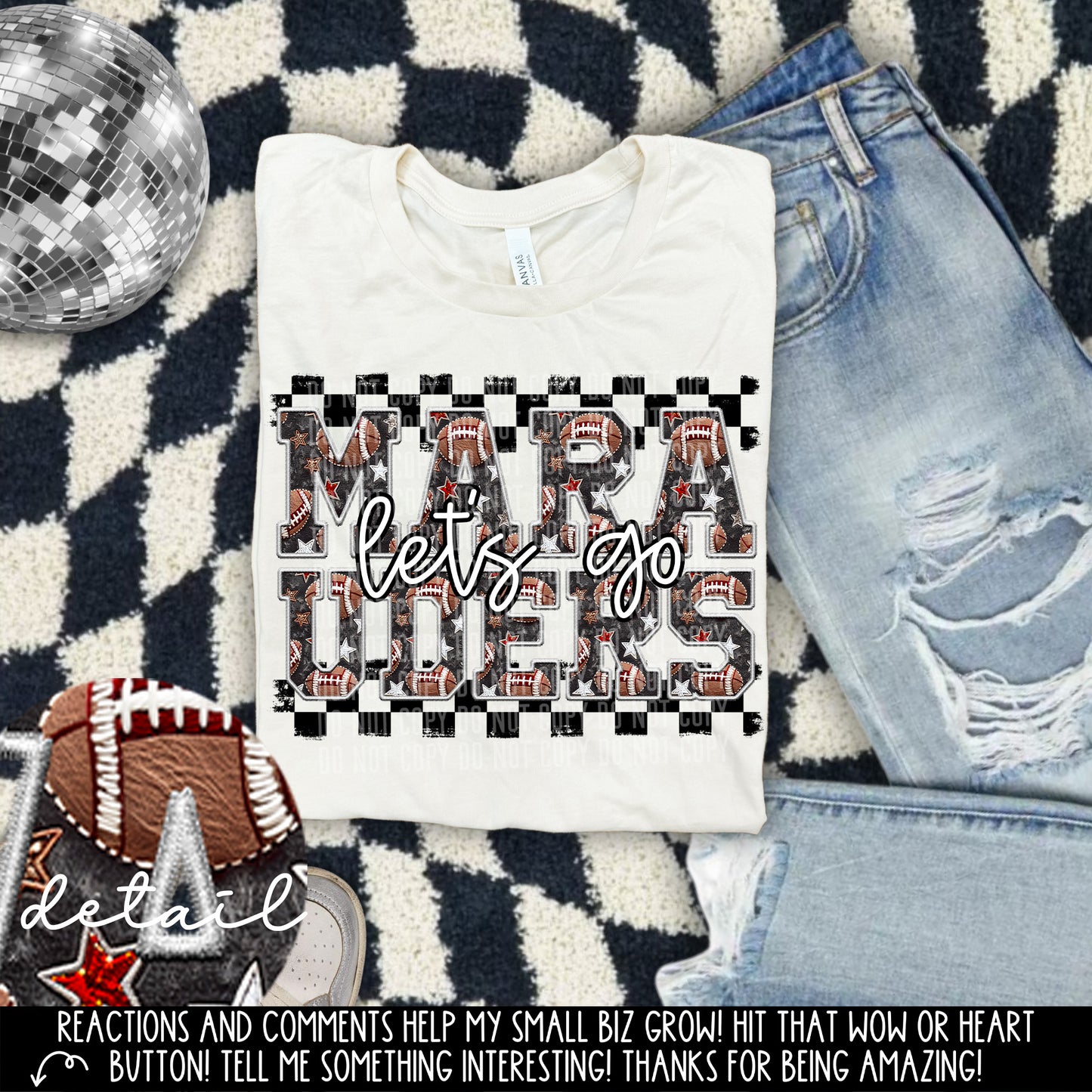 Let’s Go Football Faux Embroidery Checkered Mascots Dropdown With Custom Digital Download 300 DPI PNG