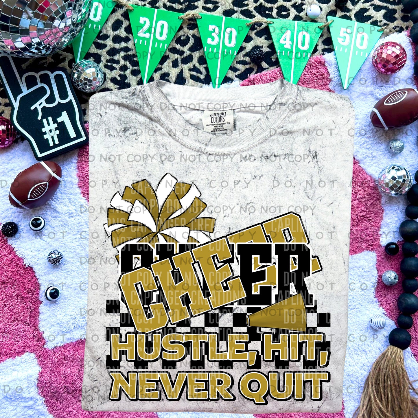 Cheer hustle, hit, never quit - Color Dropdown Digital Download 300DPI PNG FILE