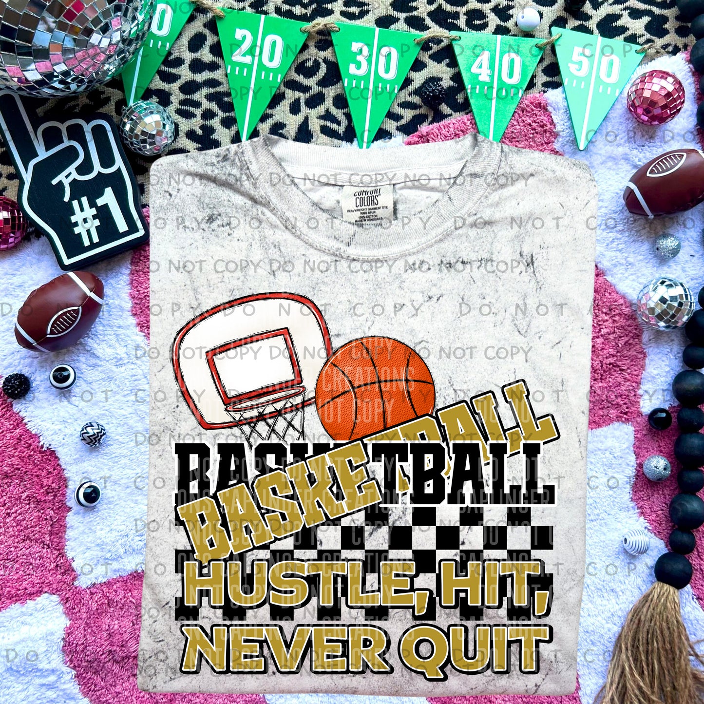 BASKETBALL hustle, hit , never quit - Color Dropdown Digital Download 300DPI PNG FILE