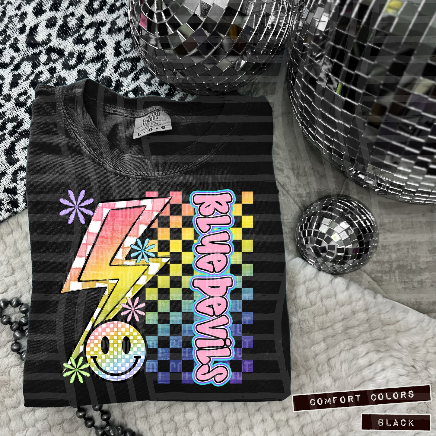 Sideways Rainbow Checker Bolt Happy Mascots Dropdown - Digital Download 300DPI PNG FILE