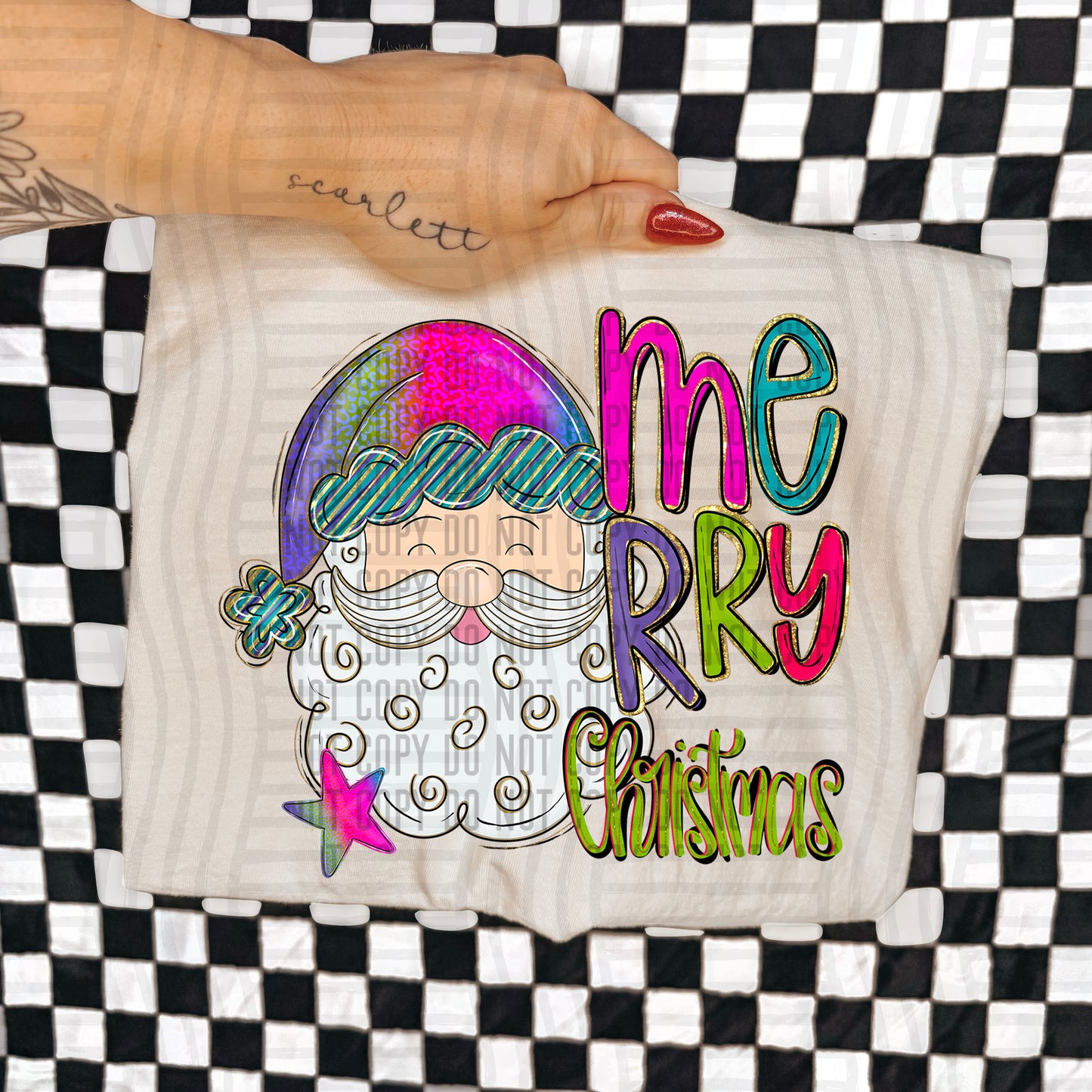 Hand Drawn Santa - Rainbow Leopard - Choose DESIGN 300DPI PNG FILE