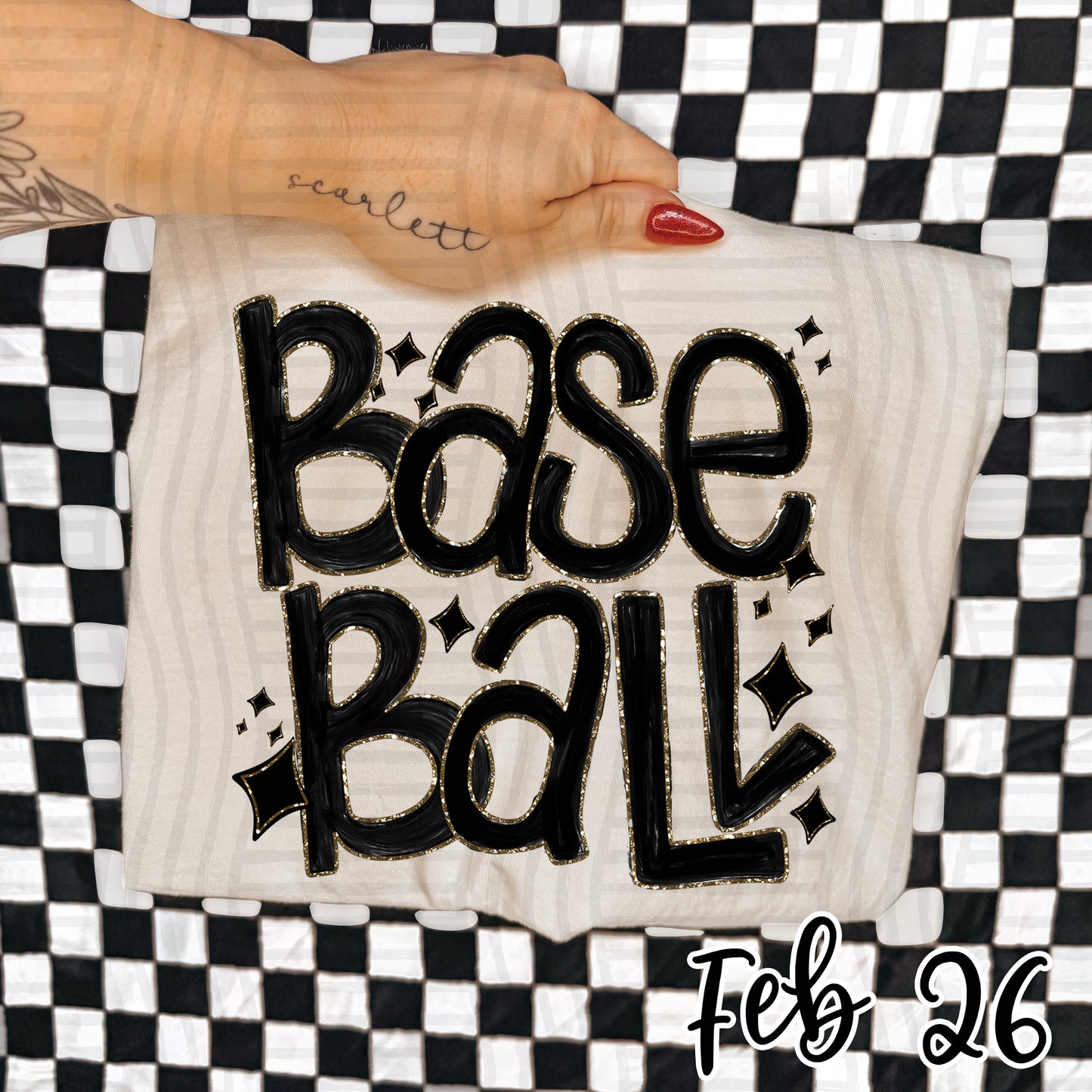 Baseball Hand Lettered -  Color Dropdown Digital Download 300DPI PNG FILE