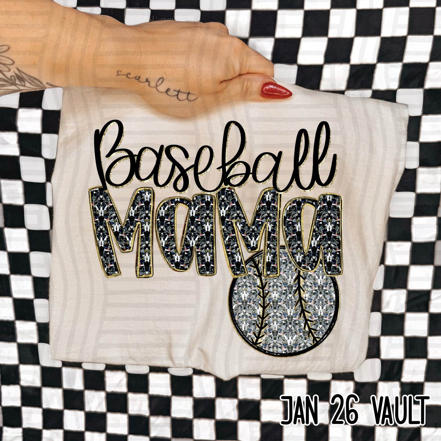 Baseball Mama Bling - Faux Diamonds - Color Dropdown Digital Download 300DPI PNG FILE