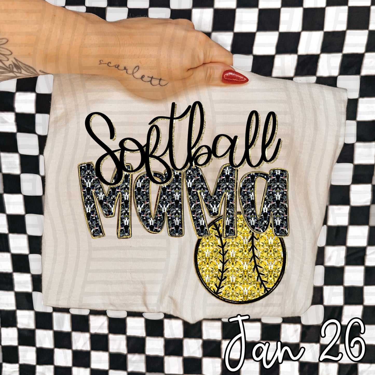 SOFTBALL Mama Bling - Faux Diamonds - Color Dropdown Digital Download 300DPI PNG FILE