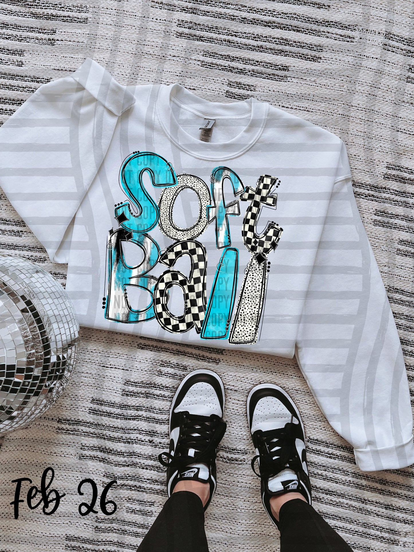 HAND LETTERED SOFTBALL - Color Dropdown Digital Download 300DPI PNG FILE