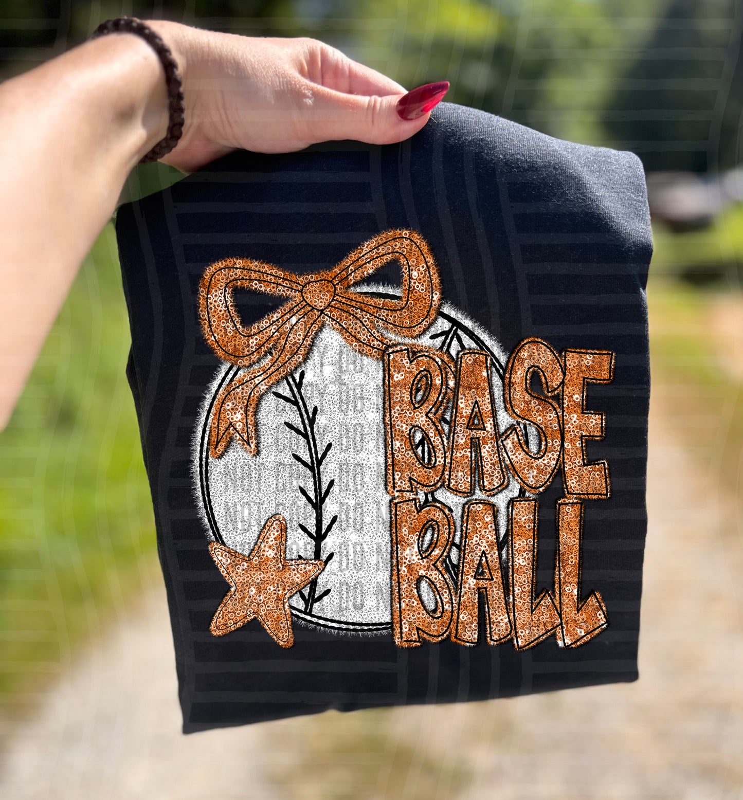 Baseball with bow - Faux sequin- Color Dropdown Digital Download 300DPI PNG FILE
