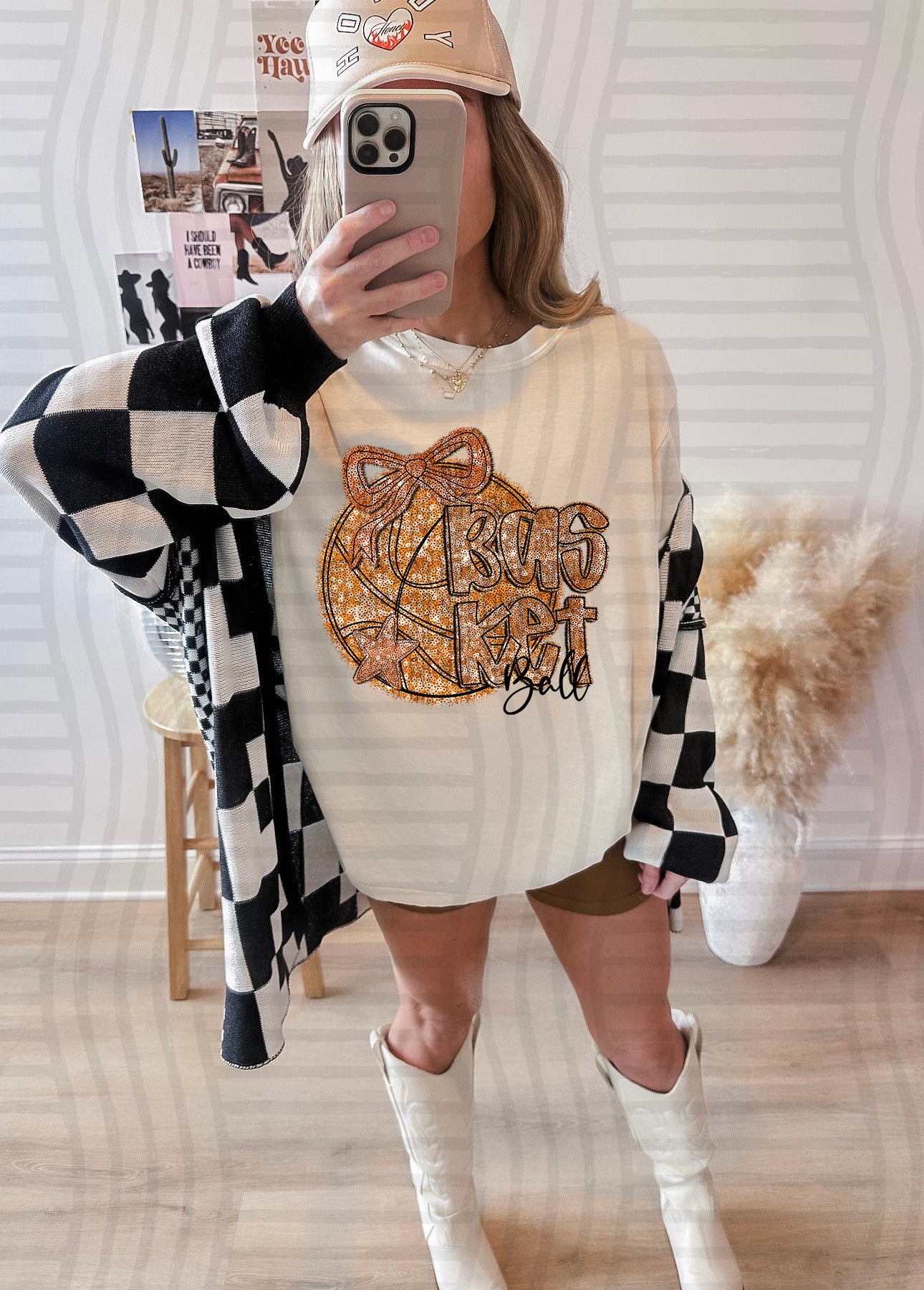 Basketball with bow - Faux sequin- Color Dropdown Digital Download 300DPI PNG FILE