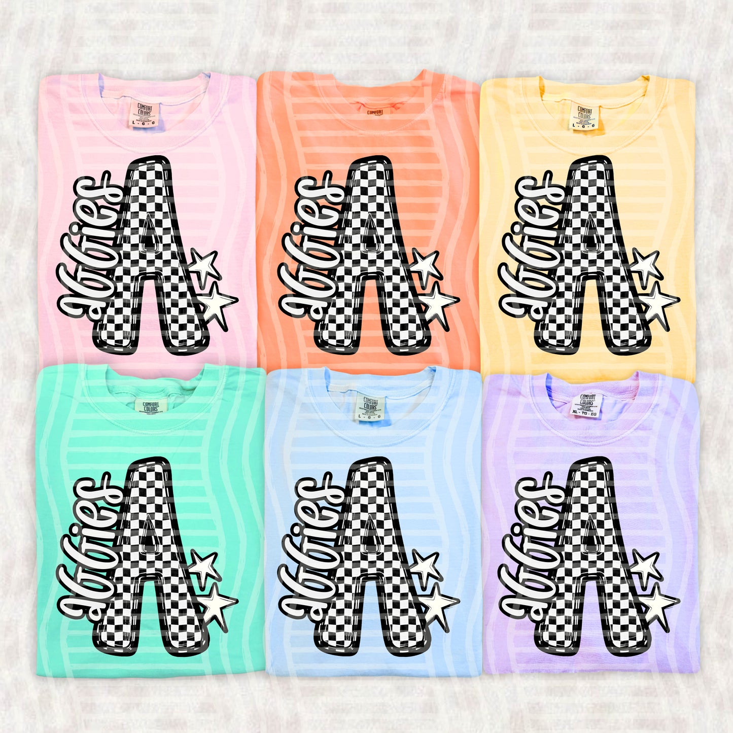 Checker Crush BW initial CC-2607-0007 - 300 DPI digital download