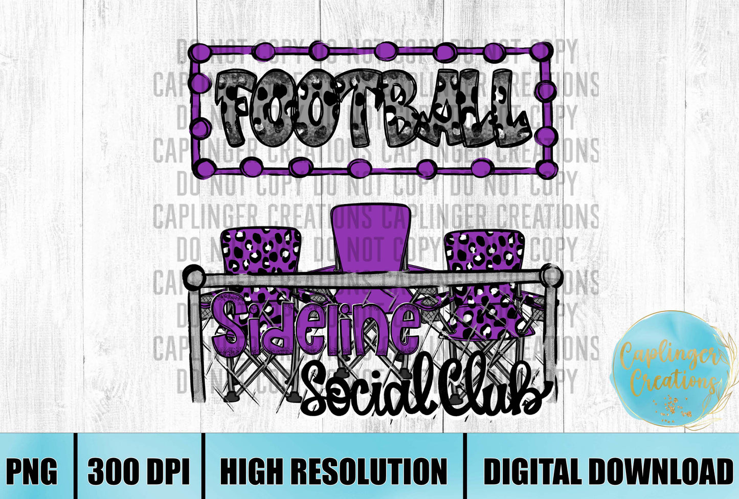 Purple Football Sidelines Social Club - Digital download 300DPI PNG FILE