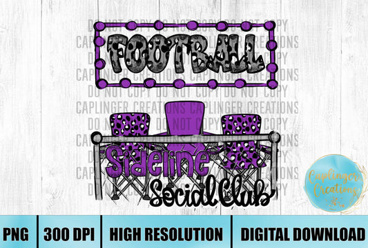 Purple Football Sidelines Social Club - Digital download 300DPI PNG FILE