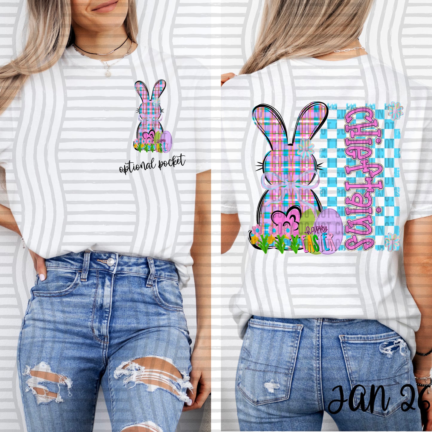 Easter Bunny Mascots-  Custom + DROPDOWN - 300 DPI digital download