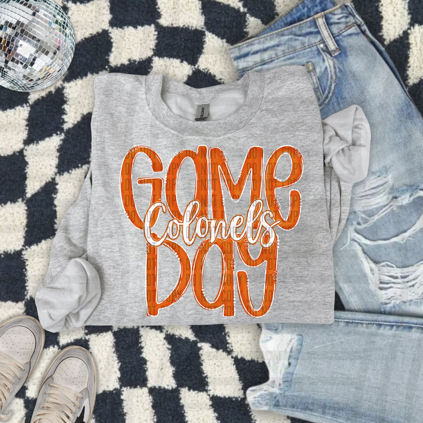 Orange - GAME DAY Doodles - 300 dpi Digital Download