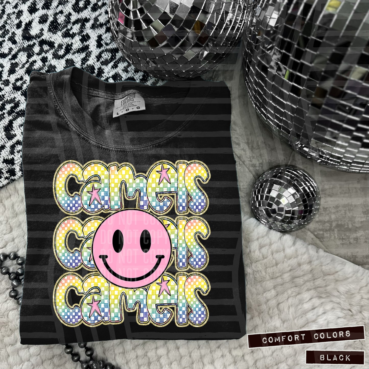Rainbow Checker Pink Happy Triple Stacked - Digital Download 300DPI PNG FILE